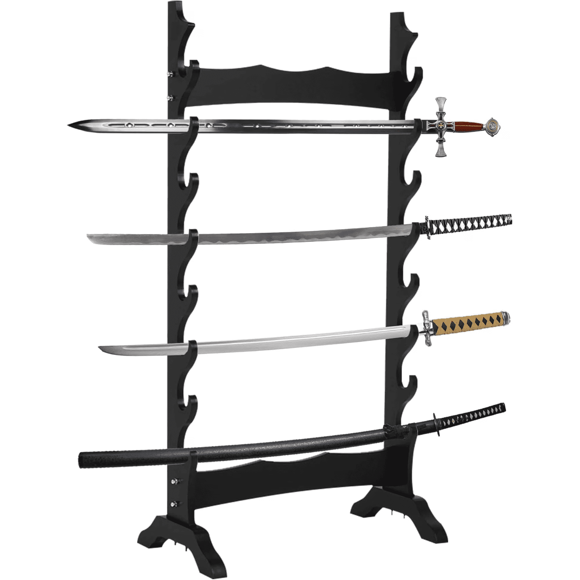 Qunbio 8 Tier Sword Stand, Wooden Japanese Samurai Sword Holder, Sword Display Stand Floor for Katana