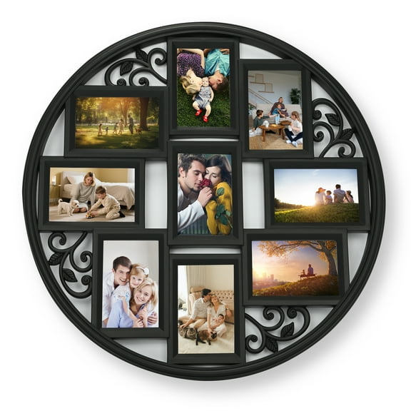 Qunbio 9-Opening 4" x 6" Collage Picture Frame for Wall Display, Black Multi-Photo Frame for Family Pictures, Home Decor, and Gifts