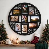 9‑Opening Family Collage Photo Frame, Gray PVC Wall‑Mount Picture Frame ...