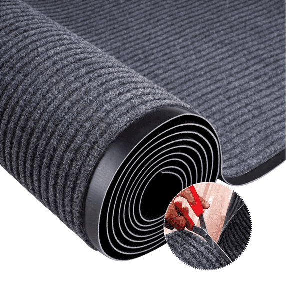 Qunbio Commercial Carpet Runner, 3' x 10' Commercial Rugs with Rubber Edge, Non-Slip Hallway Runner Rug for Indoor Outdoor High Traffic Areas, Gray