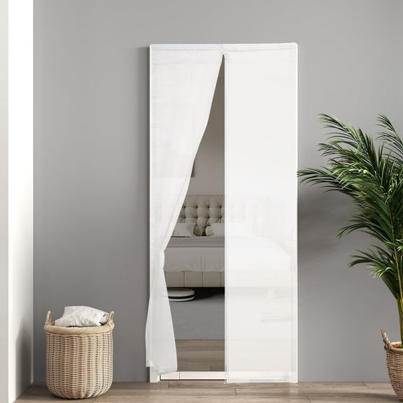 Qunbio Magnetic Insulated Door Curtain, Hands Free Thermal Door Cover, Windproof Waterproof Screen Door for Bedroom, Kitchen, Bathroom, 33.46" x 82.68"