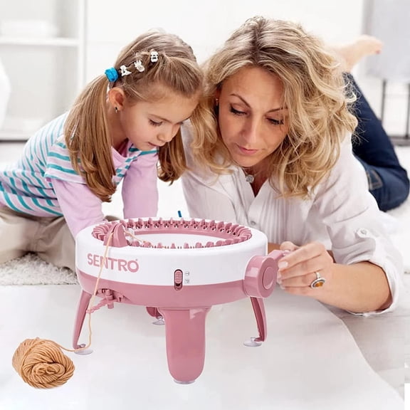 Qunbio Knitting Machine 40 Needles, Pink DIY Knitting Weaving Loom Machine, Toys Kids Games Gifts for 6-12 Year Old Patterns