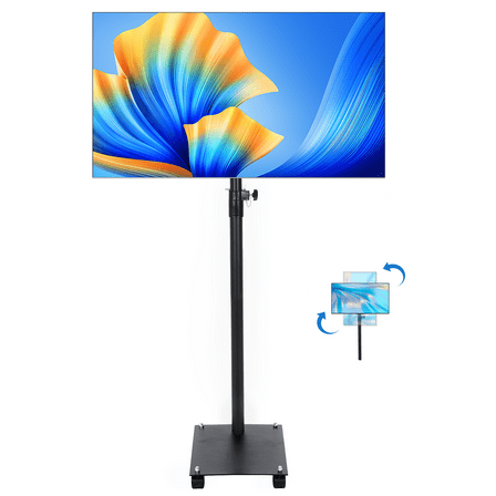 Qunbio Mobile Rolling TV Floor Stand Cart, TV Mount Stand with Lockable Wheels and Adjustable Height, Fit for 12-42 inch TVs