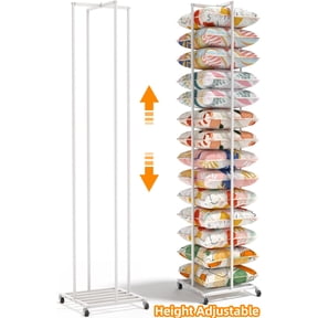 Qunbio Rolling Pillow Storage Rack, Freestanding Adjustable Pillow Display Rack with Wheels for Home, Living Room, Bedroom, 76.9"x16.6"x16.6"