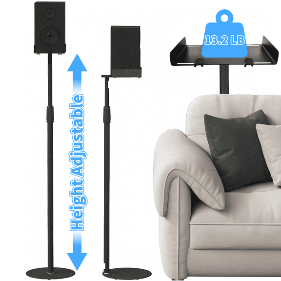 Qunbio Pack of 2 Speaker Stand, Height Adjustable Speaker Stands Pair, Holds up to 13.2 LBS Capacity