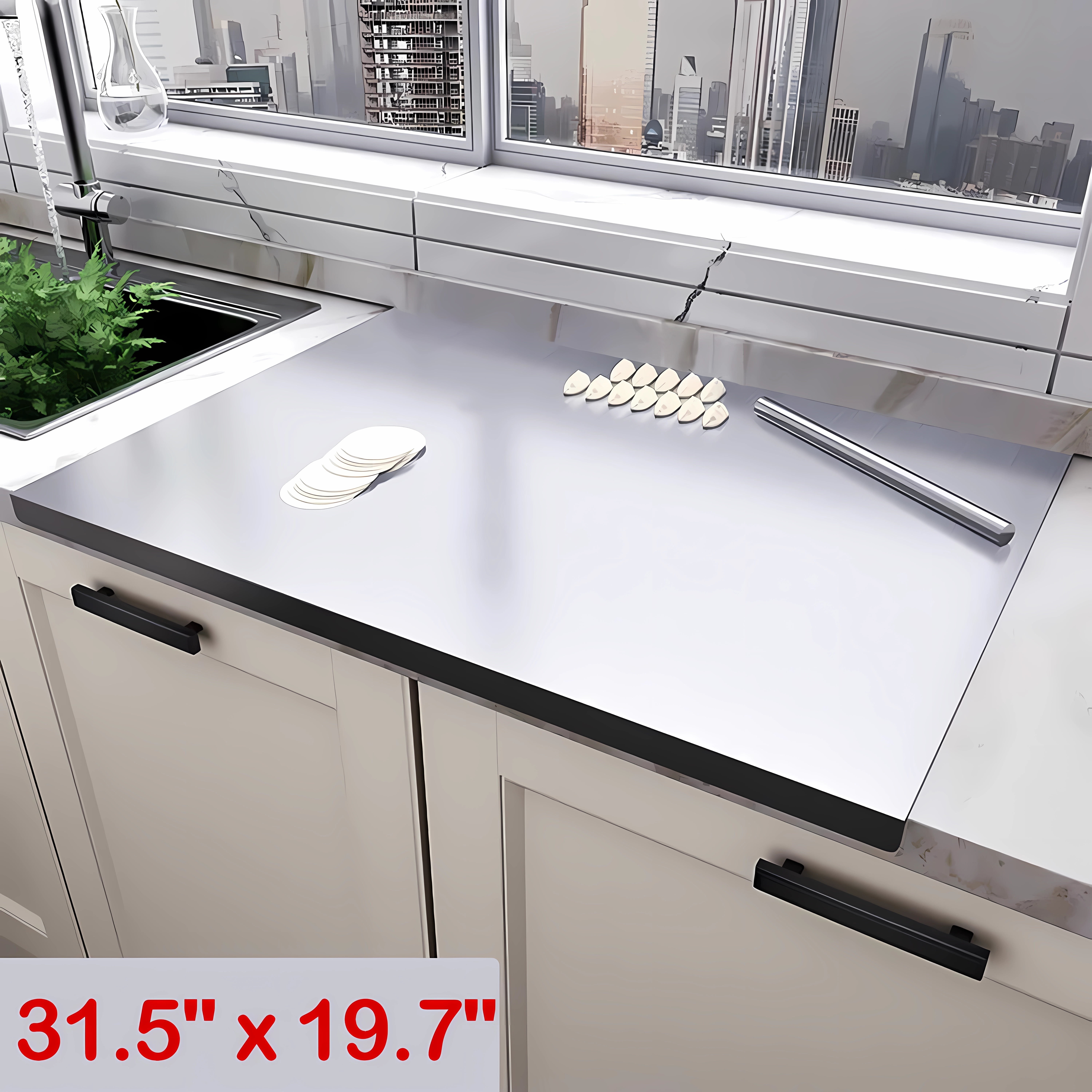 Large Stainless Steel Rectangular Pastry and Chopping Board with Rolling Pin
