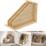 Qunbio TD3 Tray Dividers for Cabinets, Wooden Kitchen Cabinet Tray Divider for Pans, Lids, Cookie Sheets and Cutting Boards, 22"x15"x12"