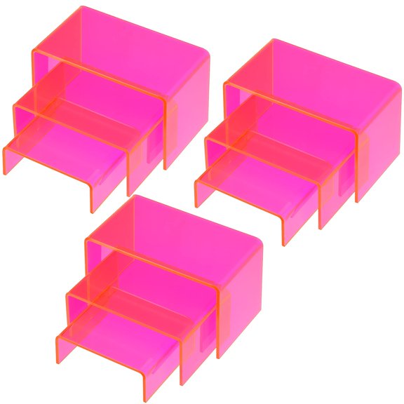 Qunclay 9 Pieces Neon Pink Acrylic Display Risers Stand Shelf Acrylic Retail Desktop Jewelry Display Riser Showcase Fixtures for Dessert Cupcake Figure Collectibles Party(Neon Pink) Y102
