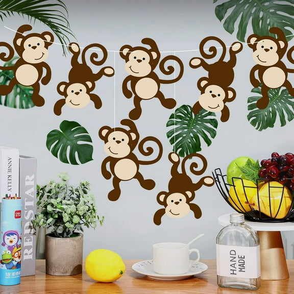 Qunclay Monkey Cutouts Jungle Party Decorations KKS1Monkeys Birthday Party Supplies Paper Safari Hanging Wall Decor Animal Print Supplies
