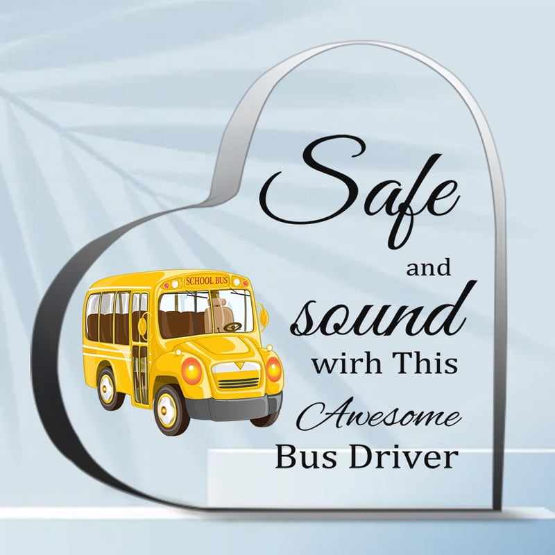 Tatuo School Bus Driver Appreciation Gift - Acrylic Heart Sign With "Thank You" (3.9 X 3.9 Inch)