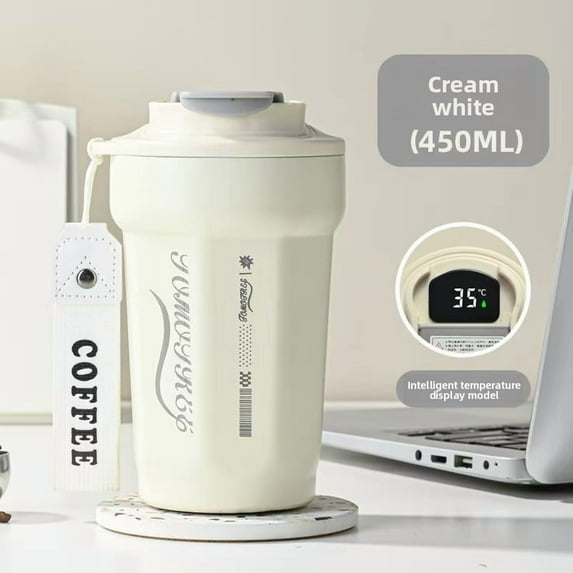 Qunivbaro High appearance smart coffee cup for girls, 316 stainless steel vacuum insulated cup, portable portable portable water cup, gift cup