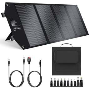 Qunler 100W Foldable Solar Panel with Kickstand for Portable Power Station,Portable Solar Charger for Camping,RV,off-Grid ,Black