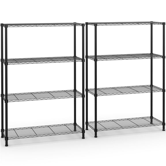Qunler 2 Pack 4-Tier Storage Shelf Unit 54"H x 36"W x 14"D, Garage NSF Wire Shelving Steel Storage Shelves Heavy Duty Height Adjustable for 600lbs Capacity, Black