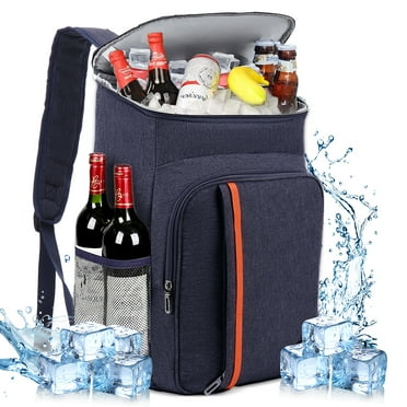 Qunler 23L Cooler Backpack, Soft Sided Insulated Lunch Bag, Leakproof Freezable Cooler Bag with Adjustable Shoulder Strap for Camping Work Travel, Blue