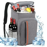 Qunler 35 Can Cooler Backpack, Insulated Leak Proof Waterproof Cooler Bag, Portable Lightweight Lunch Bag for Travel Beach Camping Office, Gray