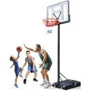 Qunler 44" Portable Basketball Hoop System, 4.4-10 ft Height Adjustable Basketball Goal System with Wheels and Shatterproof Backboard and Large Base for Adults Kids Outdoor Indoor Court