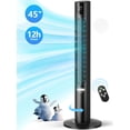 thumbnail image 1 of Qunler 45" Oscillating Tower Fan with Remote, 8 Speeds, 12H Timer,DC Motor 25dB Quiet Cooling Floor Fan for Bedroom Home Office, Black, 1 of 12