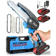 iFanze 6 inch & 4 inch Mini Chainsaw, 2-in-1 Cordless Power Chainsaws with 2 Rechargebale Battery, Electric Pruning Saw for Garden Outdoor Tree Trimming Branch Wood Cutting
