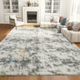 thumbnail image 1 of Emossie 8' x 10' Area Rug for Living Room, Tie-dye Grey Large Fluffy Rug for Bedroom, Indoor Rectangle Shag Rugs, Flame Retardant, Light Grey, 1 of 10