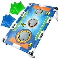 Qunler Cornhole Game, Portable 3 Holes Cornhole Beanbag Toss Set, Indoor Outdoor Toys for Kids