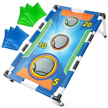 Qunler Cornhole Game, Portable 3 Holes Cornhole Beanbag Toss Set, Indoor Outdoor Toys for Kids