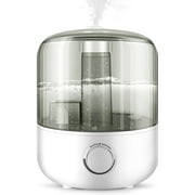 Qunler Humidifiers for Bedroom, Ultra Quiet Cool Mist Humidifier for Baby, Ultrasonic Air Humidifier with Auto Shut off, Adjustable 360° Rotation Nozzles, White