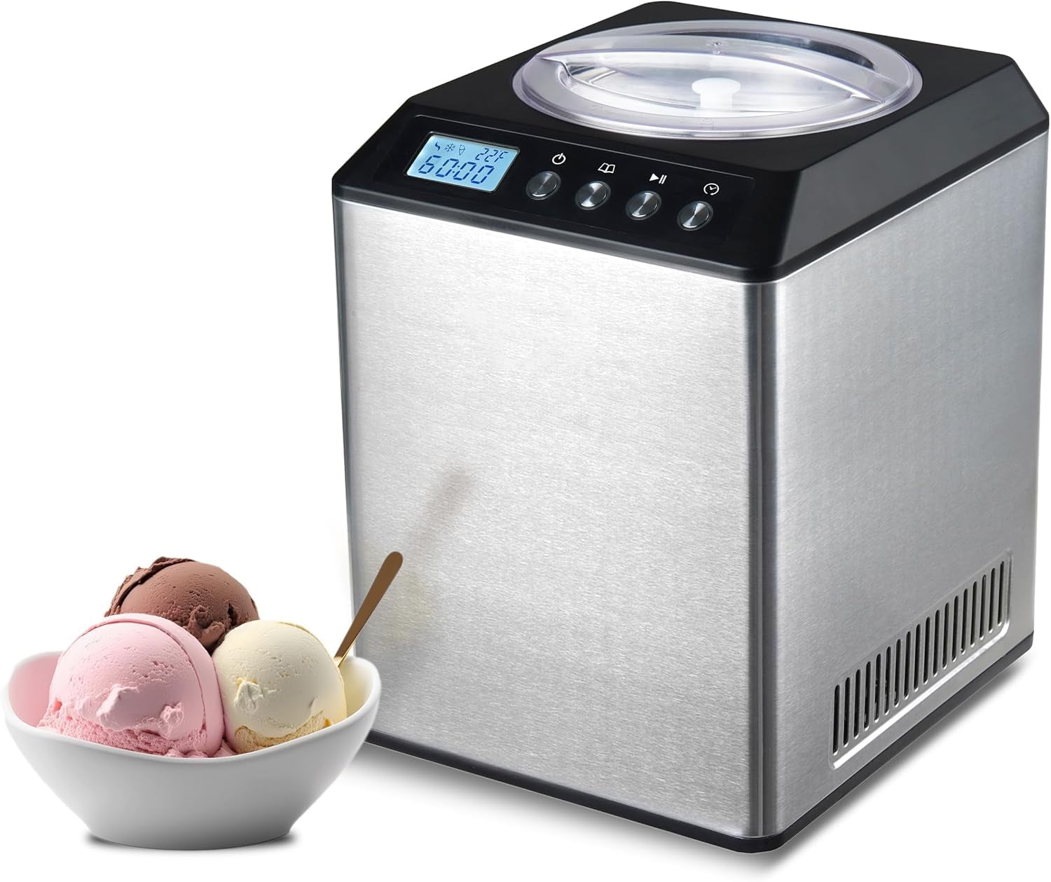 Walmart Maker Qunler Ice Cream Maker Machine Automatic 2.1 Qt. Upright with Built-In ...