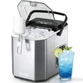 thumbnail image 1 of Qunler Countertop Ice Maker Machine, 26lbs/24H, 9 Bullet Ice Cubes in 6 Mins, Self-Cleaning, Basket with Handle, Stainless Steel, 1 of 9