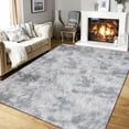 thumbnail image 1 of Emossie Large Area Rug, 5ft x 8ft Shag Living Room Rug, Indoor Modern Tie-dye Area Rugs for Bedroom, Rectangle Fluffy Home Carpets, Gray, 1 of 8