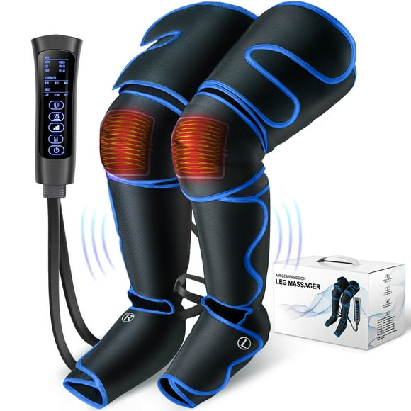 Qunler Leg Massager, Air Compression Foot Massager for Leg, Calf, Thigh, Vibration, Knee Heating, Helpful for Varicose Veins, Muscle Fatigue, Cramps, Swelling, Gift for Fathers' Mothers' Day