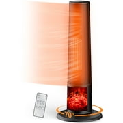 Qunler Space Heater with Remote, 1500W Portable Electric 26" Tower Heater with Tip-over and Overheat Protection, 12H Timer, Heating Fan for Desk Office, Black