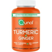 Qunol 1000mg Turmeric and Ginger Supplement, Ultra High Absorption to Support Joint Health, 120 Count