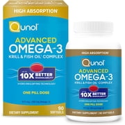 Qunol Advanced Omega 3 Krill and Fish Oil Complex, 10x Better Bioavailability, One Pill Dose, 250mg EPA & DHA, Supports Brain, Eye, Heart and Joint Health, 90 Count (Pack of 1)
