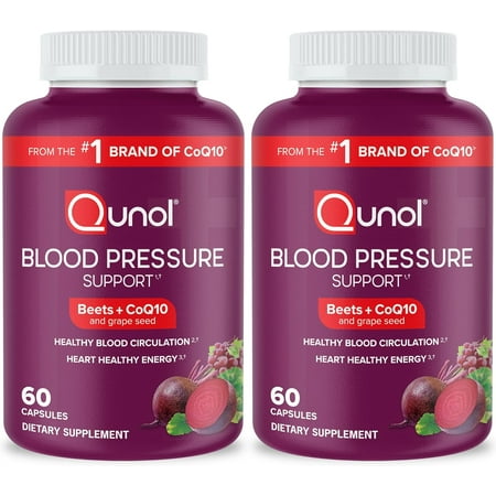 Qunol Beet Root Capsules, 3 in 1 Beets + CoQ10 + Grape Seed Extract, 60 Count (Pack of 2)