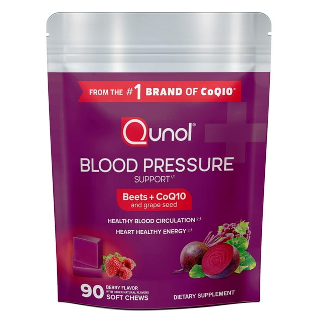 Qunol Beets Chews for Blood Pressure Support, 3 in 1 Beets + CoQ10