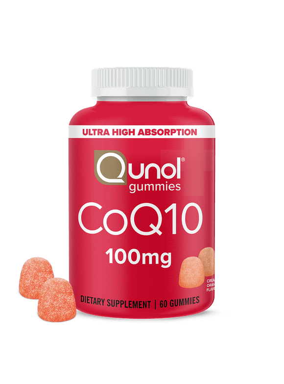 Qunol CoQ10 Gummies, 100mg,  Ultra-High Absorption, Heart Health Supplement, 60 Count