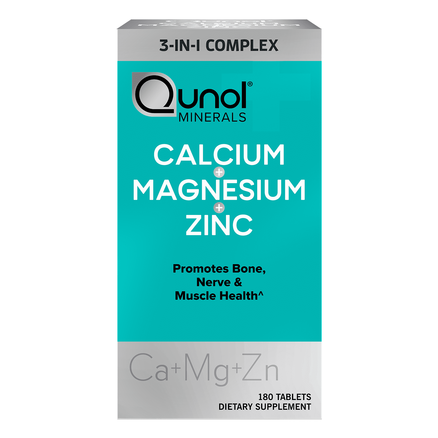 Qunol Magnesium (180 Count) 3 in 1 Capsules with Calcium, Zinc, and  Magnesium, Bone, Nerve, and Muscle Health Supplement