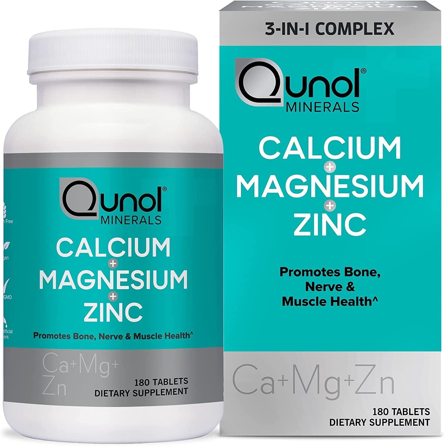 Qunol Magnesium 3 in 1 Tablets with Calcium, Magnesium & Zinc for