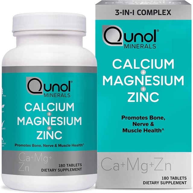 Qunol Magnesium 3 in 1 Tablets with Calcium, Magnesium & Zinc for