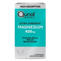 Qunol Magnesium Capsules (120 Count), High Absorption, 420mg, Extra Strength, Bone, Nerve, and Muscle Health Supplement