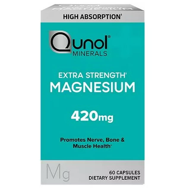 Qunol Magnesium Capsules (60 Count), High Absorption, 420mg, Extra