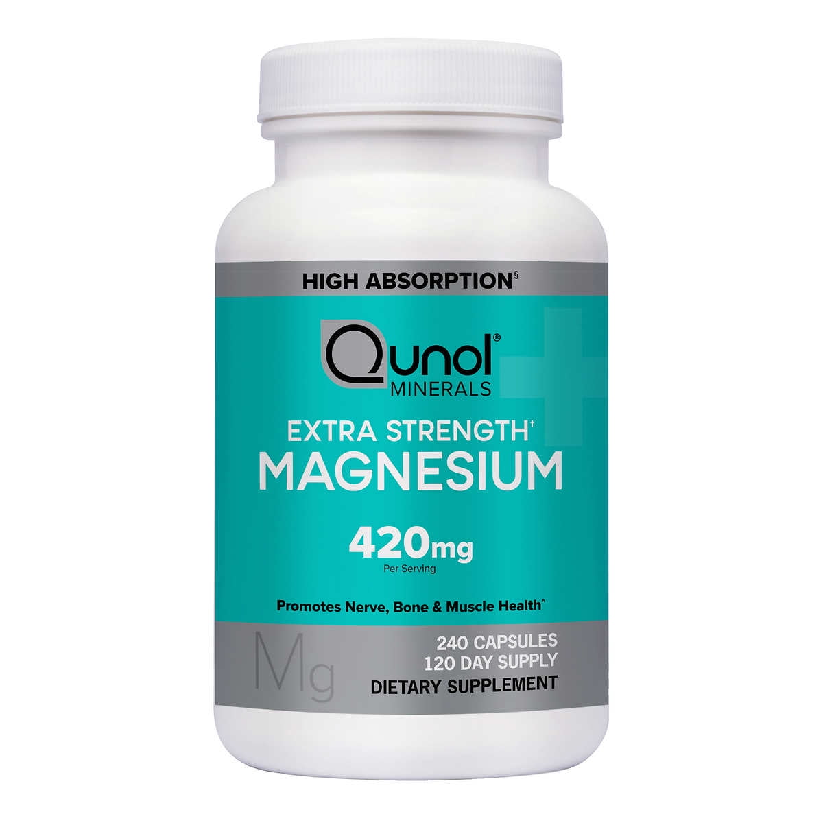 Qunol Extra Strength Magnesium 420mg, High Absorption, Gluten Free