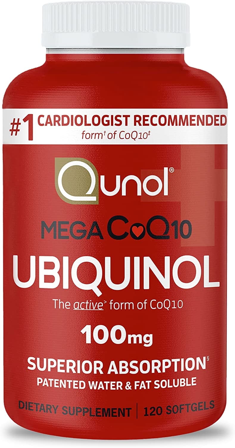Qunol Mega CoQ10 Ubiquinol 100mg Softgels for Heart Health & Healthy Blood Pressure Levels - 120 Count
