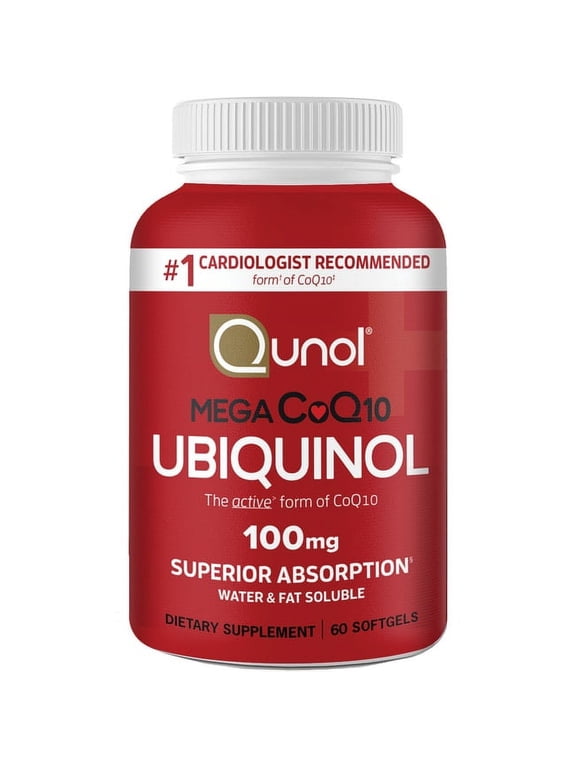 Mega Ubiquinol CoQ10 Softgels, 100mg, Antioxidant Supplement for Heart Health, 60 Count
