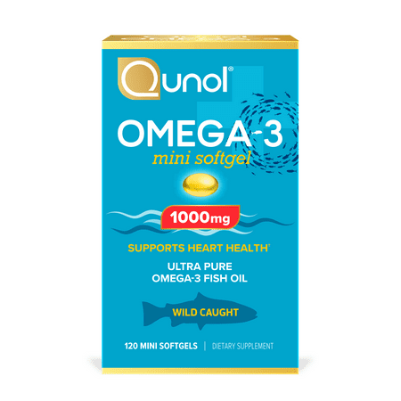 Qunol Mini Omega-3 Fish Oil (120 count) Heart Health Support with 1000mg of Wild Caught Omega-3 Fatty Acids (Including EPA & DHA)