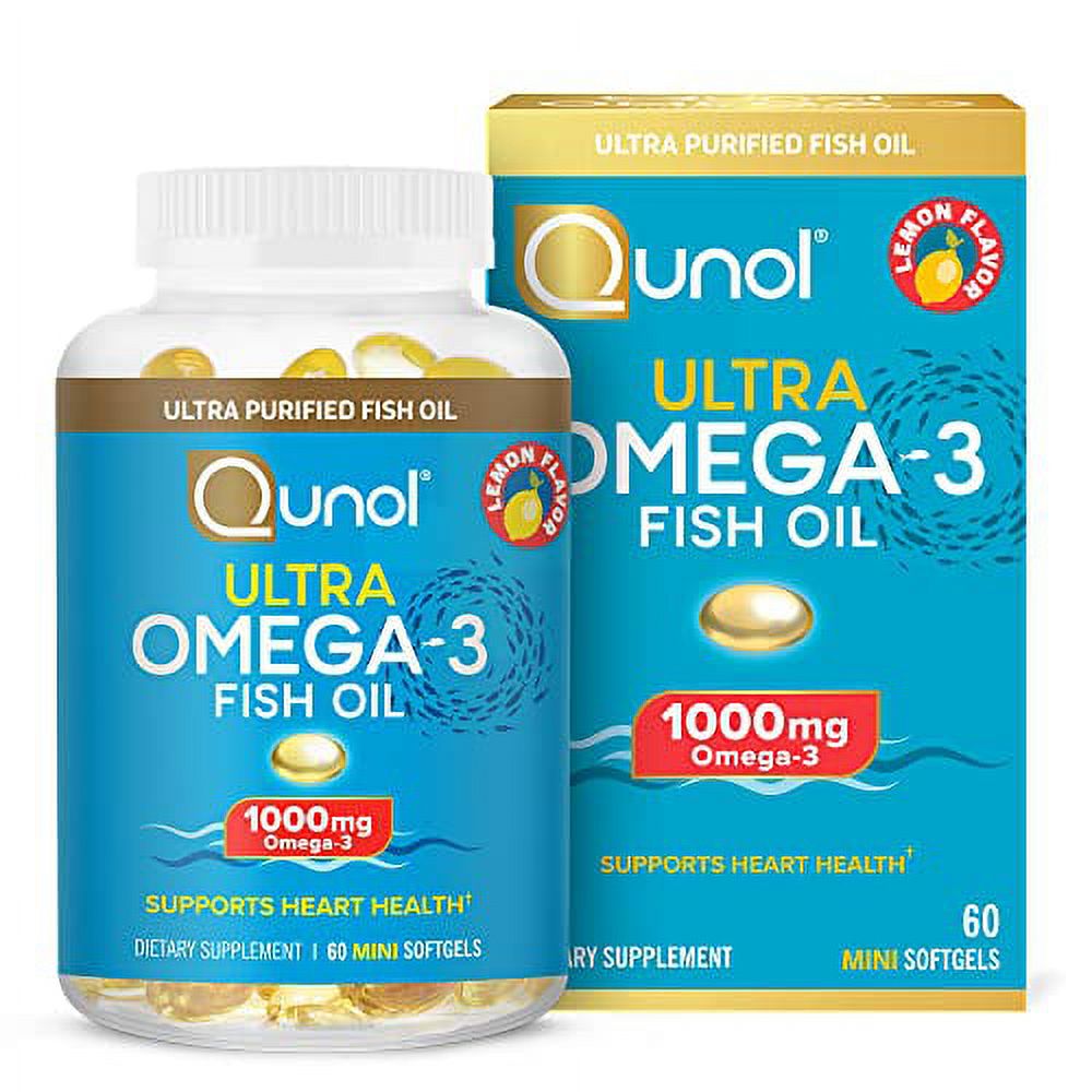 Qunol Omega 3 Fish Oil Mini Softgels, 1000mg Omega 3 EPA + DHA, Ultra