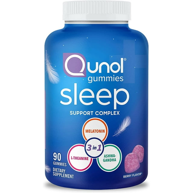 Qunol Sleep Gummies for Adults, 3in1 Melatonin Gummies, Sleep Aid