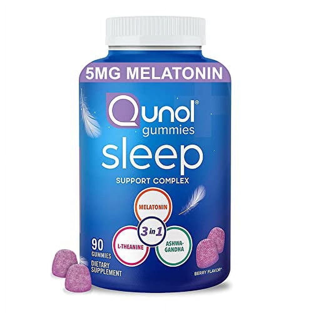 Qunol Sleep Gummies for Adults,3in1 Melatonin Gummies, Sleep Aid