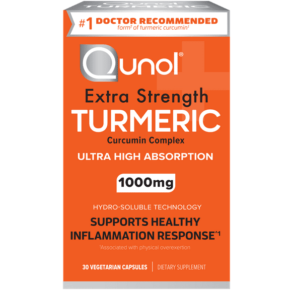 Qunol Turmeric Curcumin Capsules, 1000mg, Ultra High Absorption, Joint Support Supplement, 30 Count