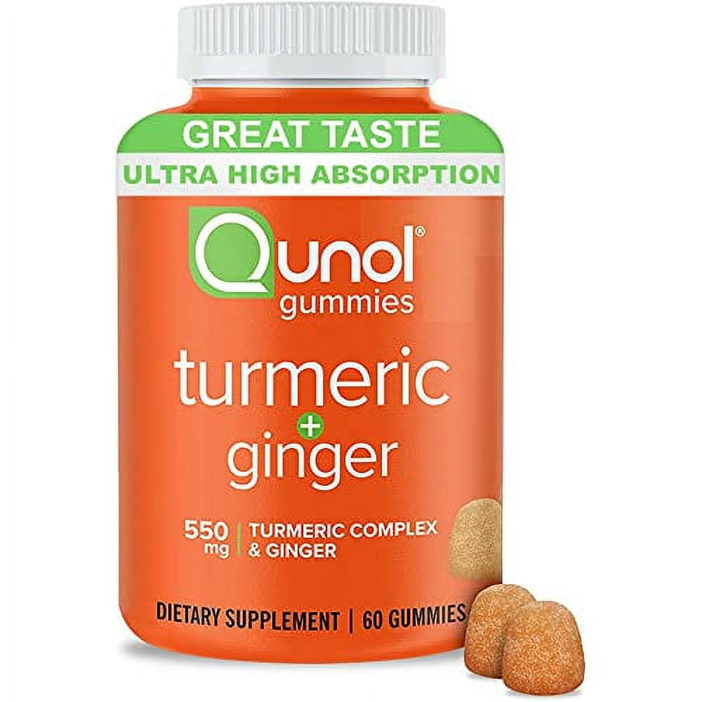 Qunol Turmeric and Ginger Gummies, Gummy with 500mg Turmeric + 50mg